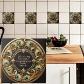 Dick Peacock Feather Frame Bibel Verses Fliese