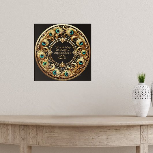 Dick Peacock Feather Frame Bibel Verses Poster