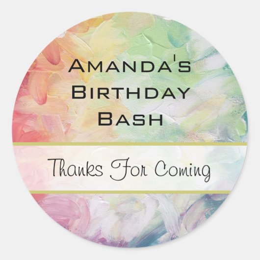 Dick Textured Abstrakt Paint Birthday Runder Aufkleber (Vorderseite)