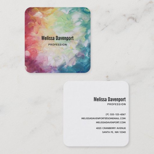 dick Texturierte Abstrakte Farbe Quadratische Visitenkarte (Vorne/Hinten)