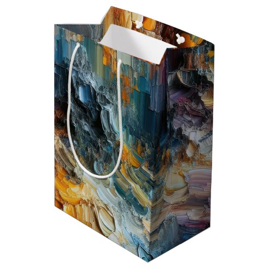 dick Texturierte Farbmuster Mittlere Geschenktüte (Rückseite Schrägansicht)