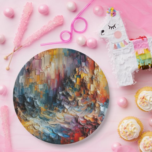 dick Texturierte Farbmuster Pappteller (Party)