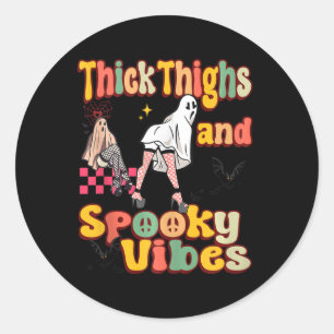 Dick Thighys Spooky Vibes Funny Ghost Halloween Co Runder Aufkleber