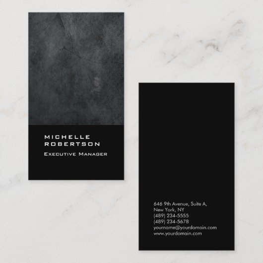 Dick vertikal elegant moderne schlicht Grau Schwar Visitenkarte (Vorne/Hinten)