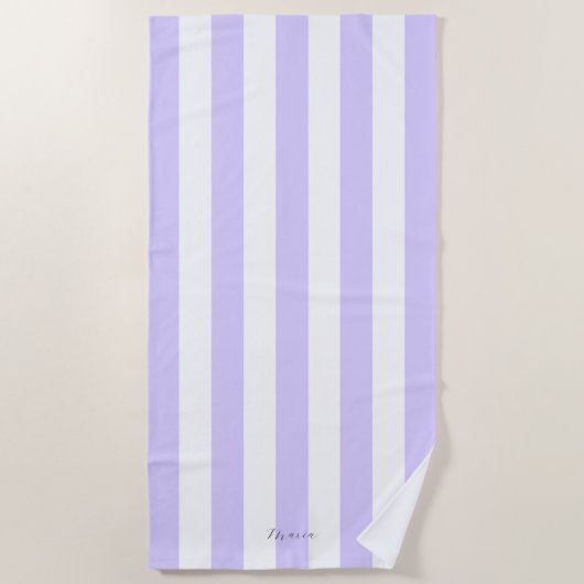 Dick Vertikale Streifen Pastellfarben Lilac Name S Strandtuch (Vorderseite)