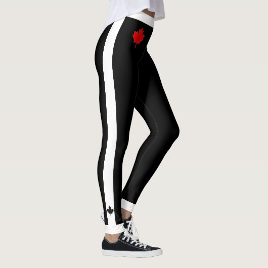 Dick Waistband Canada Maple Leaf auf Black & White Leggings (Rechts)