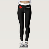 Dick Waistband Canada Maple Leaf auf Black & White Leggings (Vorderseite)