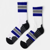 Dickblauer weißer grauer Streifen Socken (Links)