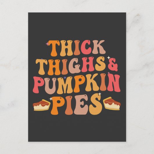 Dickdick & Pumpkin Pies Funny Erntedank Einladungspostkarte (Vorderseite)