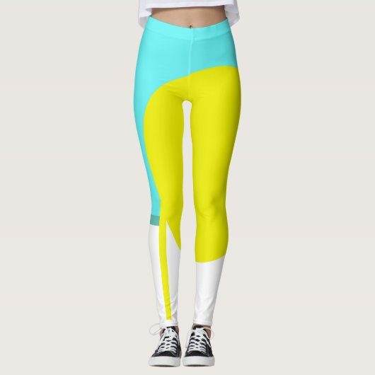 Dicke Abstrakte Art Cirquoise Turquoise Green Yell Leggings (Vorderseite)