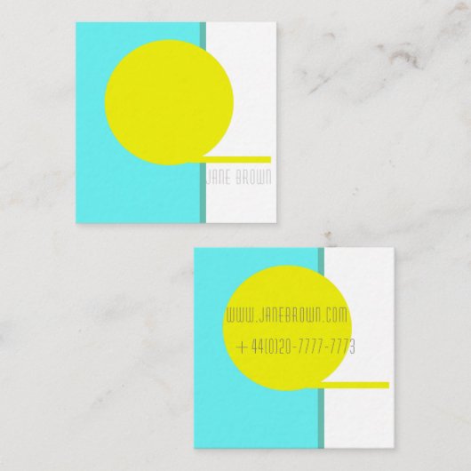 Dicke Abstrakte Art Cirquoise Turquoise Green Yell Quadratische Visitenkarte (Vorne/Hinten)