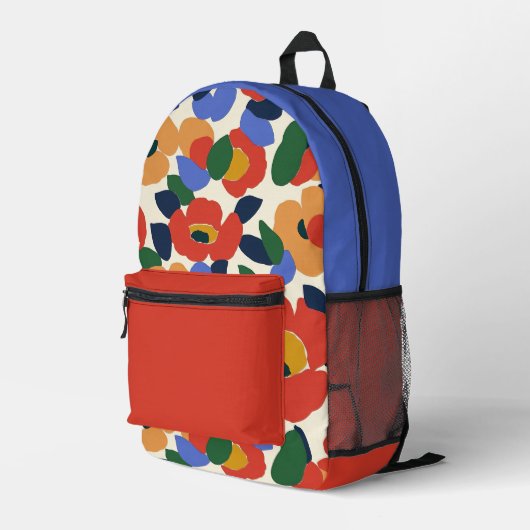 Dicke Abstrakte Blumenmuster Bedruckter Rucksack (Rückseitige Ecke Rechts)