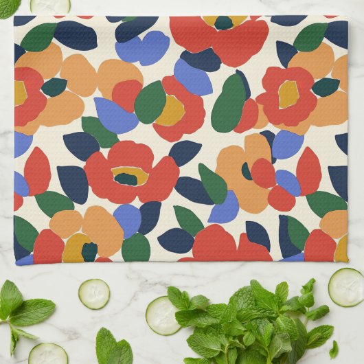 Dicke Abstrakte Blumenmuster Geschirrtuch (Gefaltet)