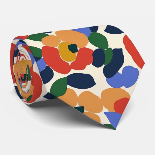 Dicke Abstrakte Blumenmuster Krawatte (Gerollt)