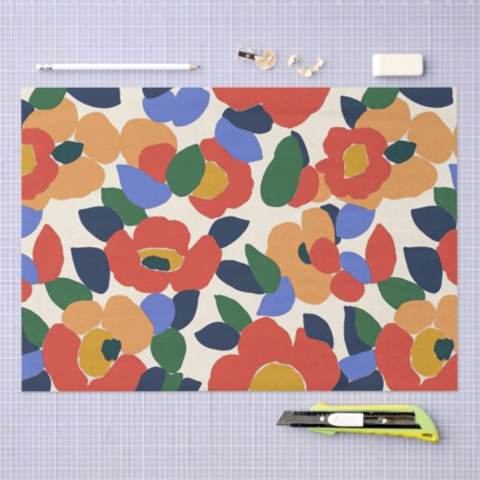 Dicke Abstrakte Blumenmuster Seidenpapier (Handwerk)