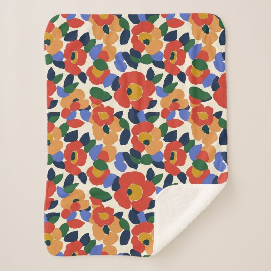 Dicke Abstrakte Blumenmuster Sherpadecke (Vorderseite)