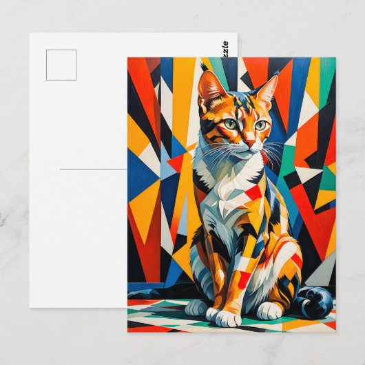 Dicke Abstrakte Cat Artwork Postkarte (Vorne/Hinten)