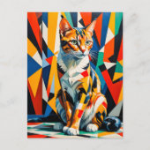 Dicke Abstrakte Cat Artwork Postkarte (Vorderseite)