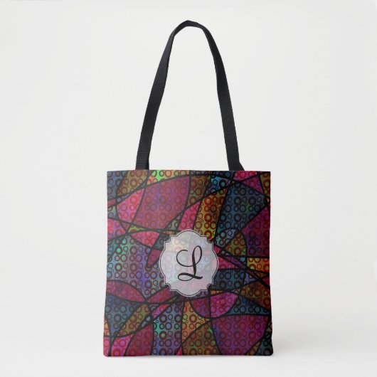 Dicke Abstrakte Farbige Digital Art Monogram Tasche (Vorderseite)
