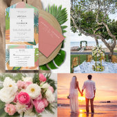 Dicke Abstrakte Koralle Aquamarine Hochzeit All In One Einladung