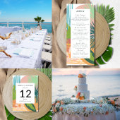 Dicke Abstrakte Koralle Aquamarine Hochzeit RSVP Karte