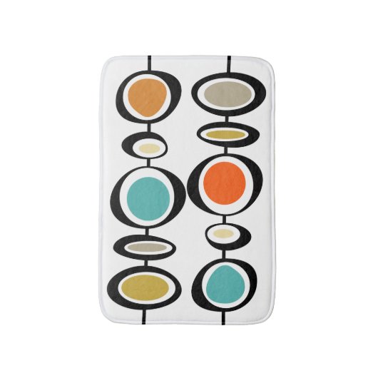 Dicke Abstrakte Kreise Mitte Jahrhundert Modernes Badematte (Vorderseite Vertikal)