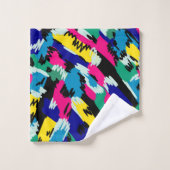 Dicke Abstrakte Kunst in Primärfarben Badhandtuch Set (Waschlappen)