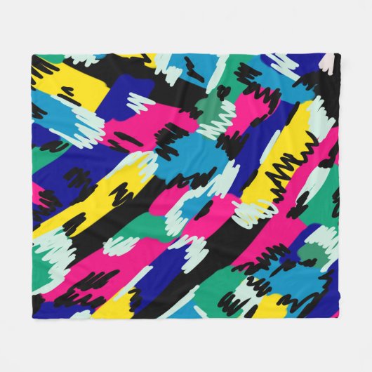 Dicke Abstrakte Kunst in Primärfarben Fleecedecke (Vorderseite (Horizontal))