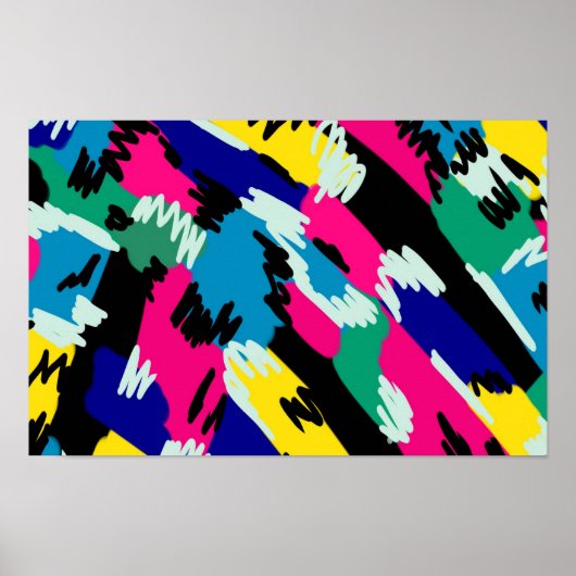 Dicke Abstrakte Kunst in Primärfarben Poster (Vorne)