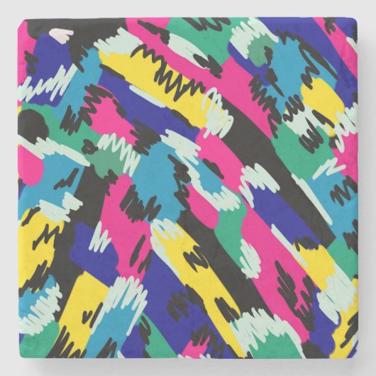 Dicke Abstrakte Kunst in Primärfarben Steinuntersetzer (Vorderseite)