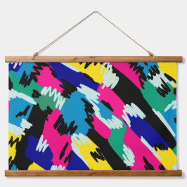 Dicke Abstrakte Kunst in Primärfarben Wandteppich Mit Holzrahmen