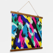 Dicke Abstrakte Kunst in Primärfarben Wandteppich Mit Holzrahmen (Gewinkelt)