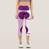 Dicke Abstrakte Kunstzirkulation Lila Pink White Capri Leggings (Vorderseite)
