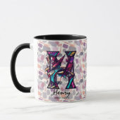 Dicke Abstrakte Monogramm-Tasse - H für Henry Tasse (Links)