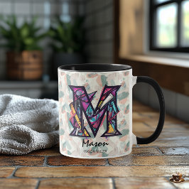 Dicke Abstrakte Monogramm-Tasse - M für Mason Tasse