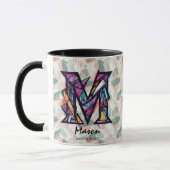 Dicke Abstrakte Monogramm-Tasse - M für Mason Tasse (Links)