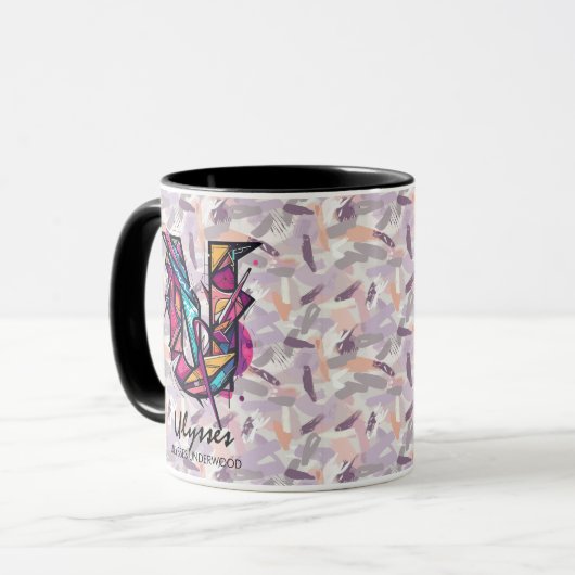 Dicke Abstrakte Monogramm-Tasse - U für Ulysses Tasse (Vorderseite Links)