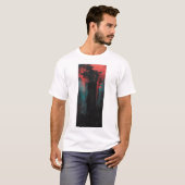 Dicke Abstrakte Schwarz-Rot-Kunst-T - Shirt (Vorne ganz)