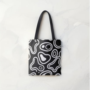 Dicke Abstrakte, schwarze und weiße Bio Formen Tasche