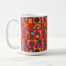 Dicke Abstrakte Tasse - lebendiges Retro-Muster