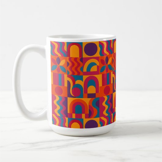 Dicke Abstrakte Tasse - lebendiges Retro-Muster (Links)