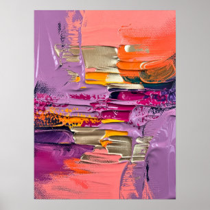 Dicke Abstrakte Textur - Rosa und Goldimpasto Poster
