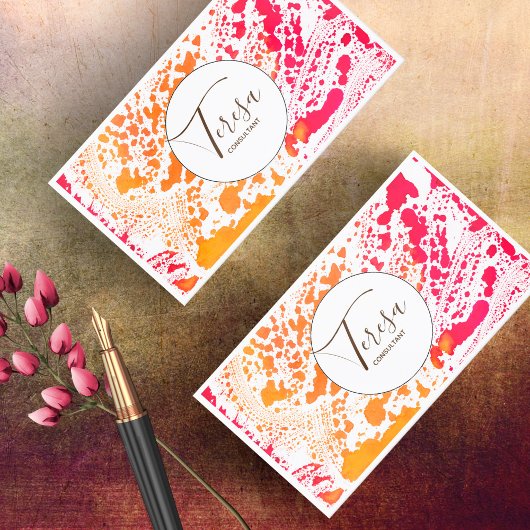 Dicke Abstrakte Wasserfarbe Rot/Orange ID565 Visitenkarte