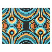 Dicke abstrakte Welle Blume Azurblau Cobalt Kaskad Tischdecke (Vorderseite (Horizontal))