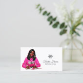 Dicke Afro-Black-Frauenboss in Hot-Pink Visitenkarte (Stehend Vorderseite)