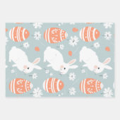 Dicke Aquamarin & Orange Osterhase Set 3 Geschenkpapier Set (Vorderseite)