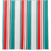 Dicke Aquamarine rote Streifen Duschvorhang (Vorderseite)