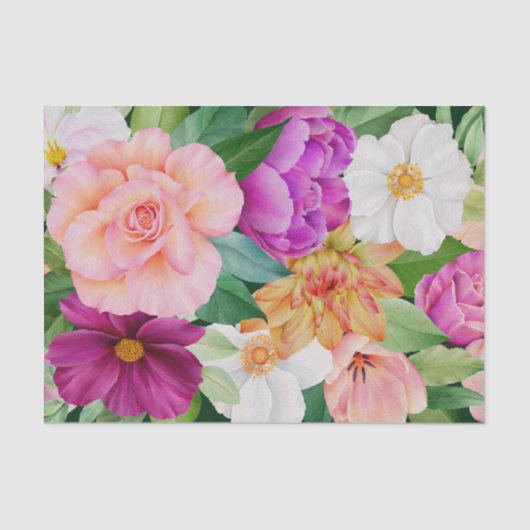 Dicke Aquarellfarbe Lila Rosa Rosen Dahlia Seidenpapier (Vorderseite)