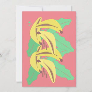 Dicke Bananenbänder Gelb rosa Grußkarte