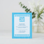 Dicke Bar Mitzvah-Antwortkarte in hellblau Einladung (Stehend Vorderseite)